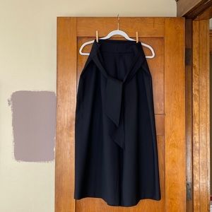 Black unlined wool blend wide leg crop trousers w tie belt, Club Monaco size 10